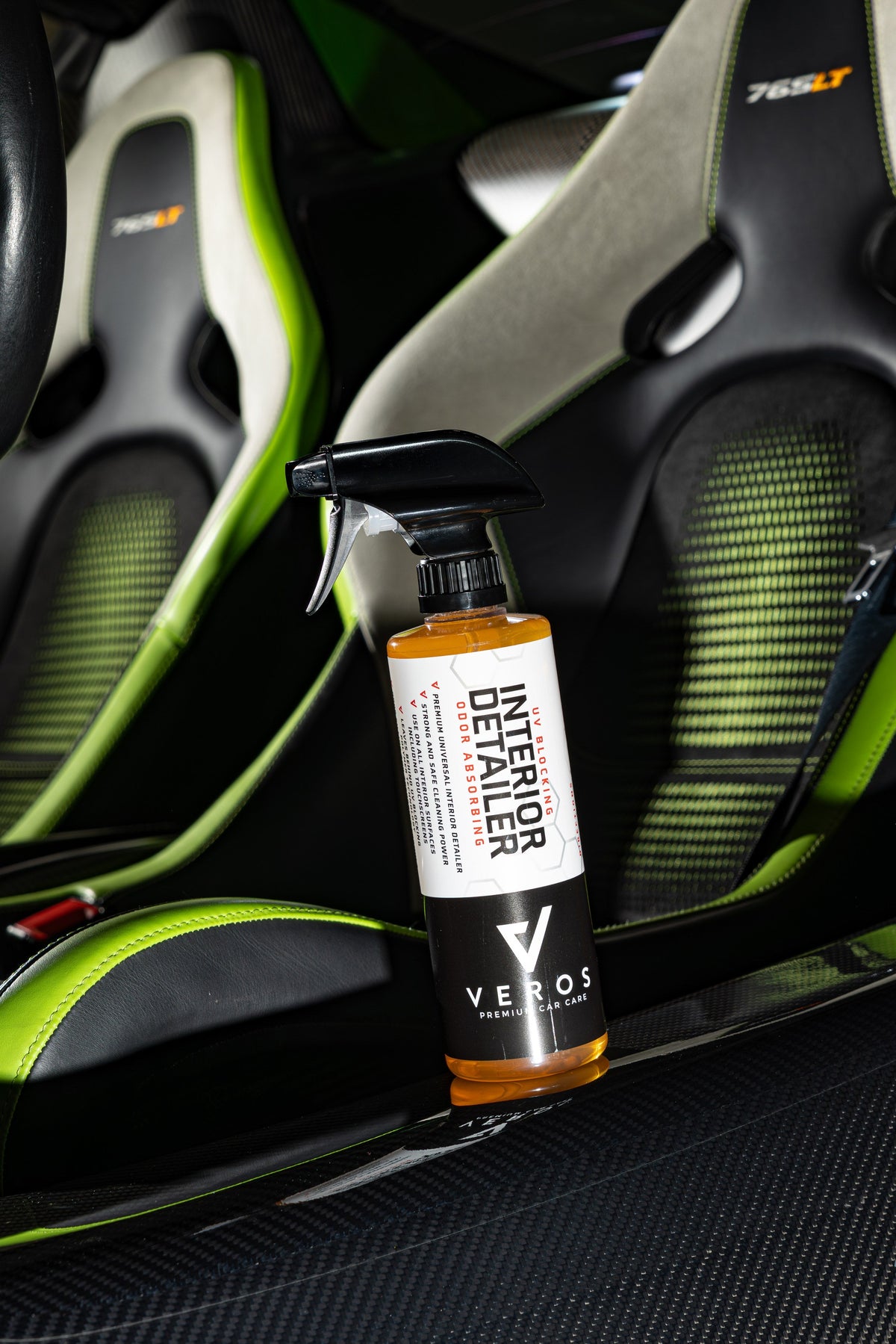 Universal Interior Detailer on carbon fiber seats