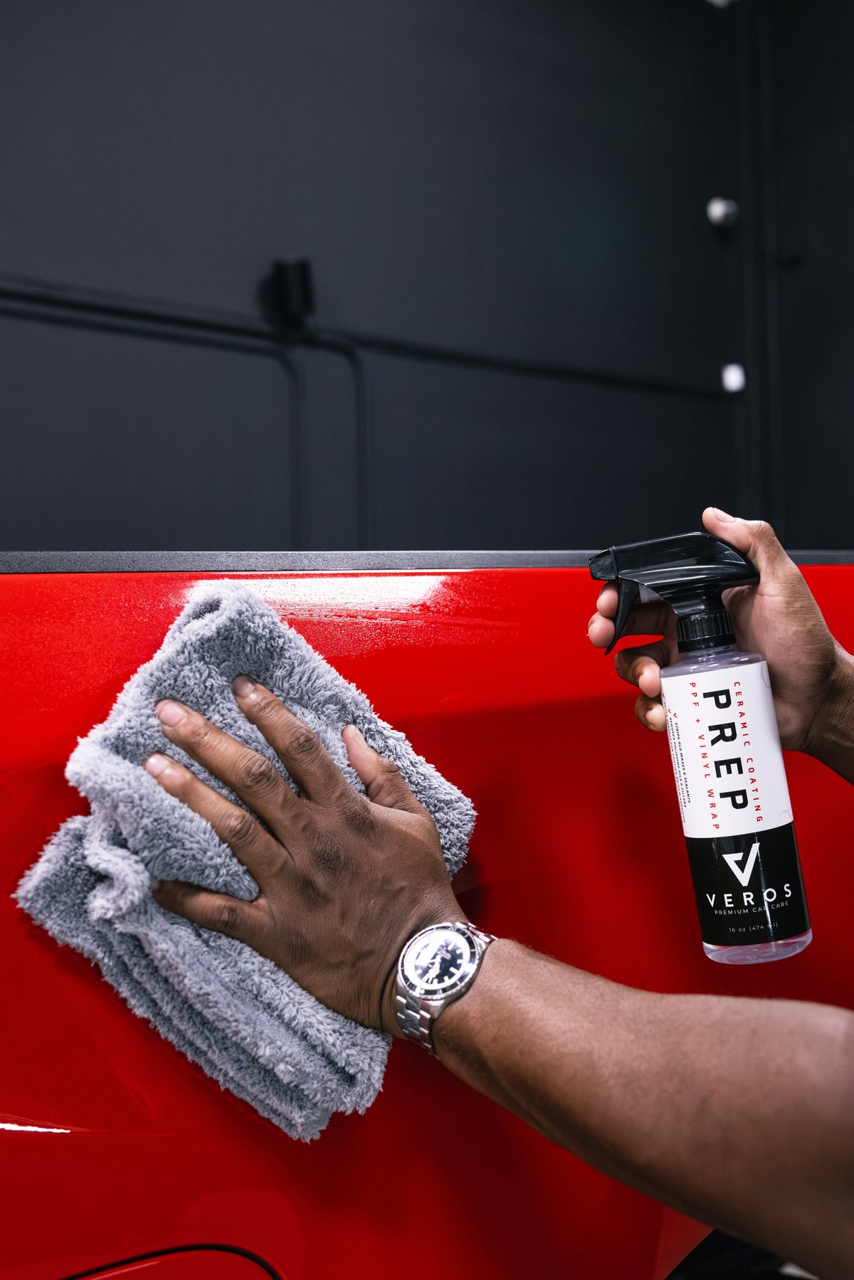Wiping down with Prep Spray